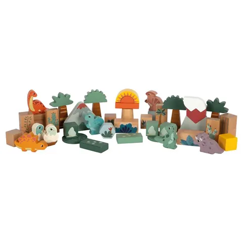 Set de construcție Small Foot Dinosaur, lemn, 50 buc.