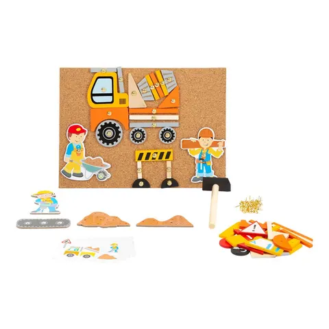 Set de construcție mosaic Small Foot, cu ciocan, din lemn