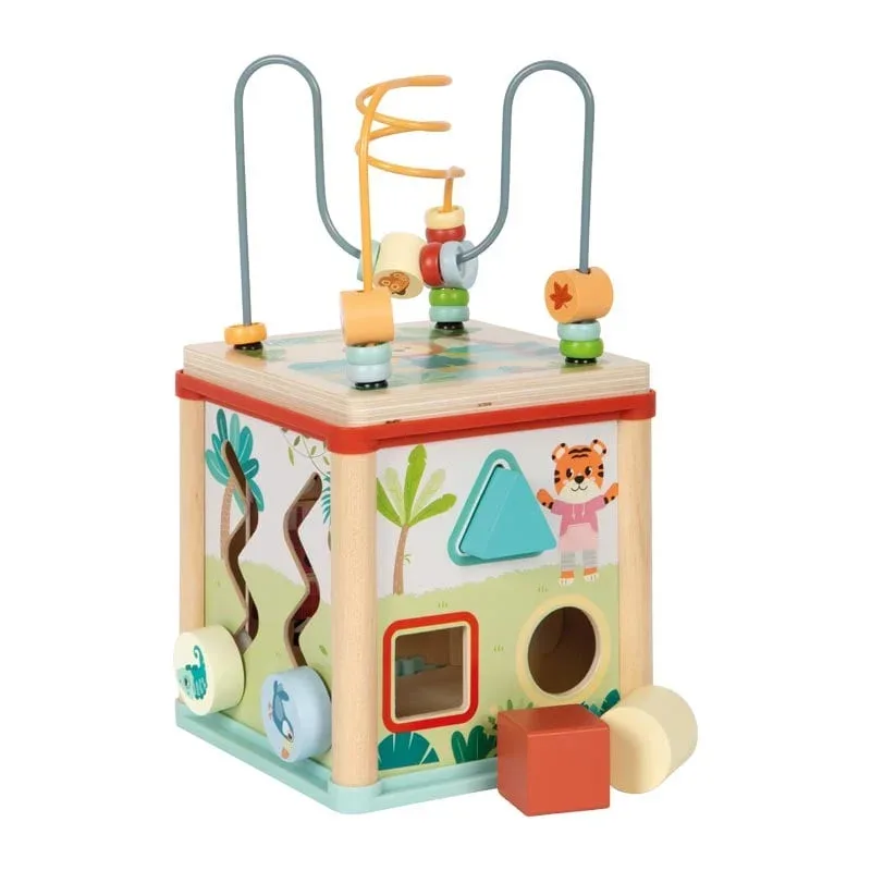 Cub de activitate Small Foot Jungle, didactic, lemn, 15 x 15 x 29.5 cm