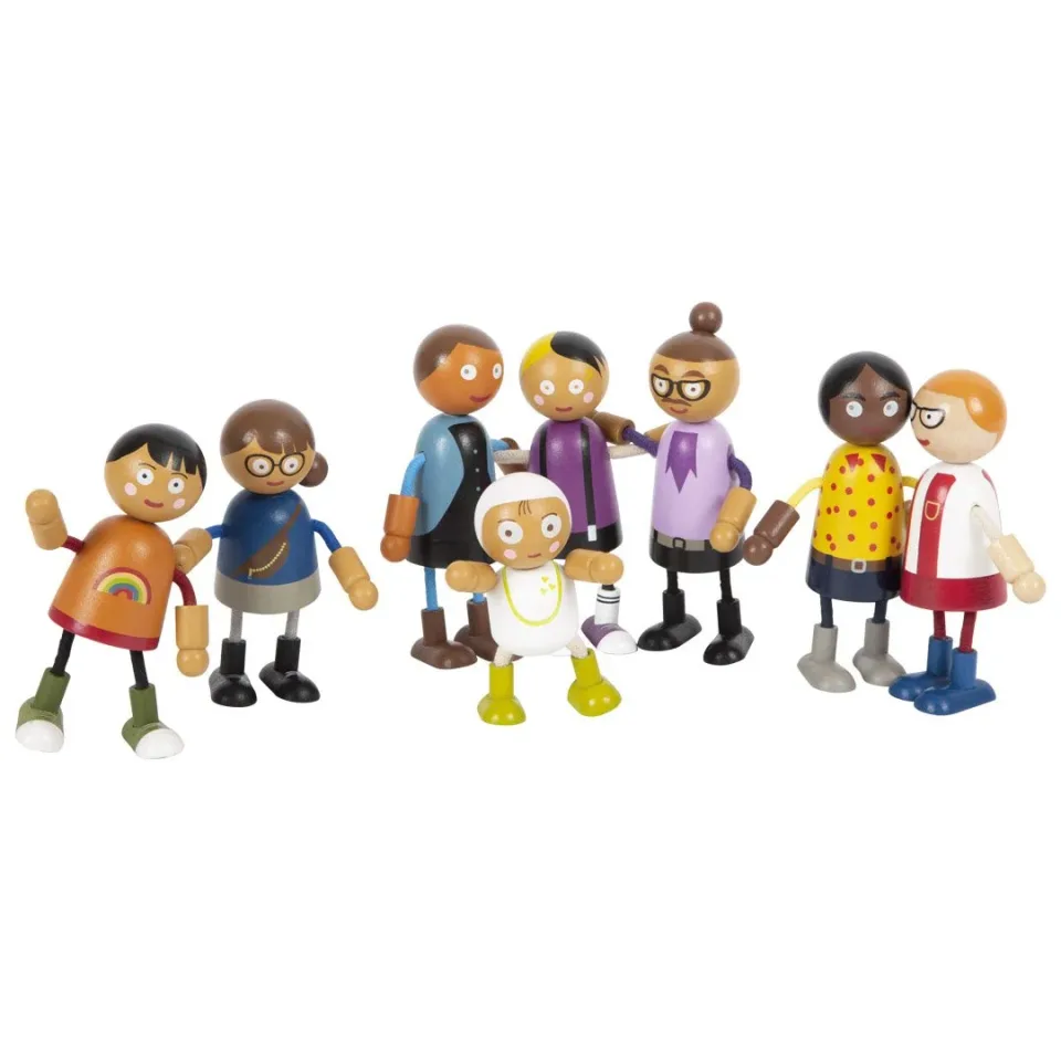 Set de păpuși familie Small Foot cu bebeluș, lemn, 8 buc.