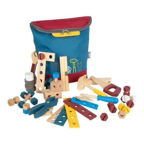Set de unelte Small Foot, în rucsac, din lemn, pentru copii