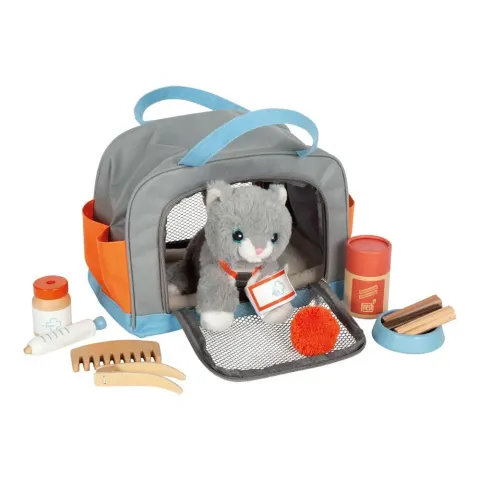 Kitten Small Foot cu geantă pentru transport, cu accesorii incluse pentru îngrijire