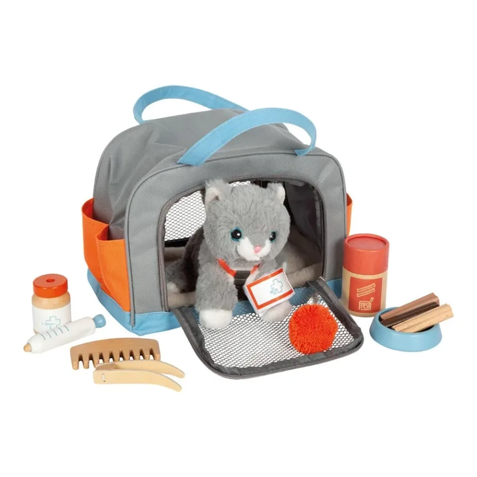 Kitten Small Foot cu geantă pentru transport, cu accesorii incluse pentru îngrijire