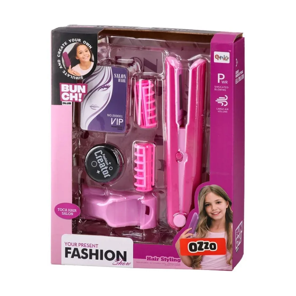 Placă de îndreptat părul Ozzo, pentru copii, cu accesorii
