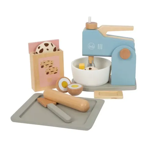 Mixer Small Foot Tasty, cu accesorii, din lemn, 19 x 12 x 20 cm