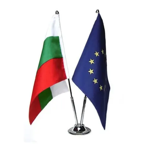 Suport pentru steag cromat pentru birou, dublu