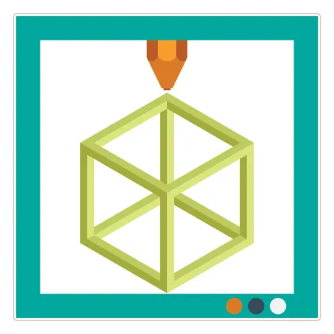 Sticker STEM, Design și prototipare 3D, set A7, 50 cm, sticker 2
