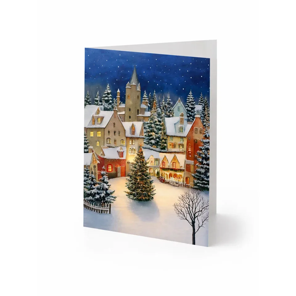 Felicitare cu design de Crăciun, 11 x 15 cm, cu lac și plic, design 1