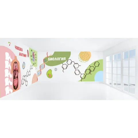 Tapet STEM pentru sălile de chimie, biologie și fizică, set L1, 100 x 100 cm