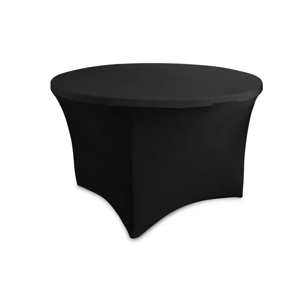 Husă de masă pentru masă rotundă, spandex, neagră