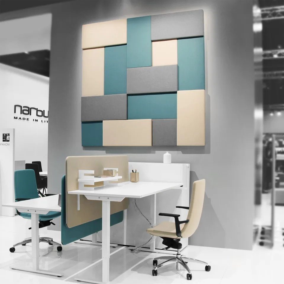 Panou acustic de perete Modus Narbutas, 400 x 40 x 800 mm, material Velito Presto mentă deschis