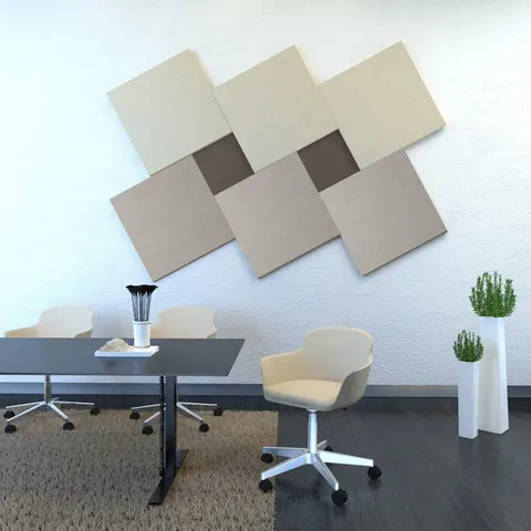 Panou acustic de perete Modus Narbutas, 800 x 40 x 800 mm, material Velito Presto mentă deschis