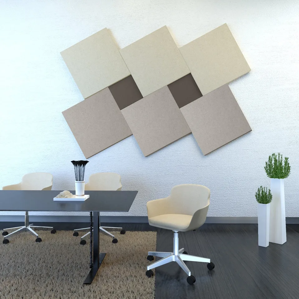 Panou acustic de perete Modus Narbutas, 800 x 40 x 800 mm, material Velito Presto mentă deschis