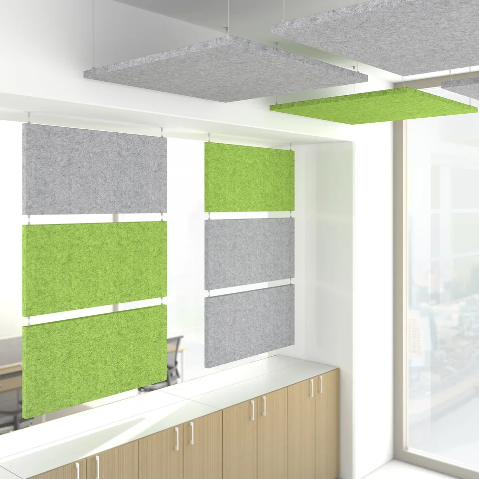 Panou acustic de sine stătător Narbutas Modus, 1200 x 40 x 1200 mm, material Velito Presto mentă deschis