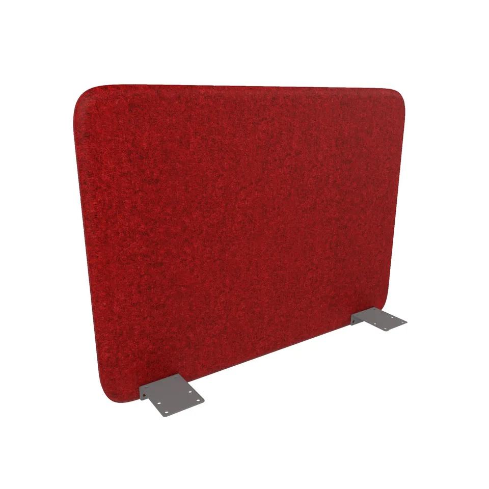 Panou acustic de birou Narbutas Top 530, 700 x 36 x 530 mm, material Velito Presto roșu melanj, metal gri