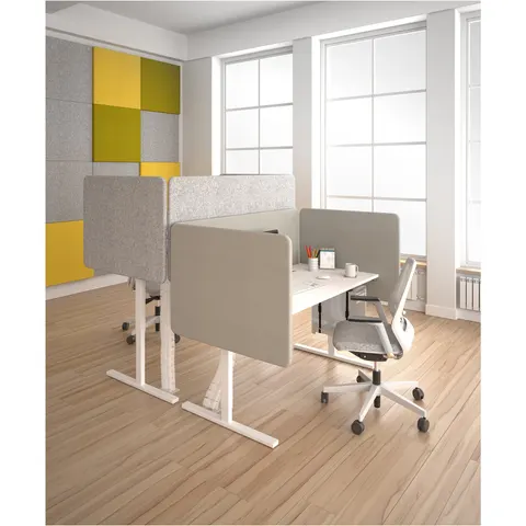 Panou acustic de birou Narbutas Top 530, 800 x 36 x 530 mm, material Velito Presto mentă deschis, PAL 16 mm, metal gri