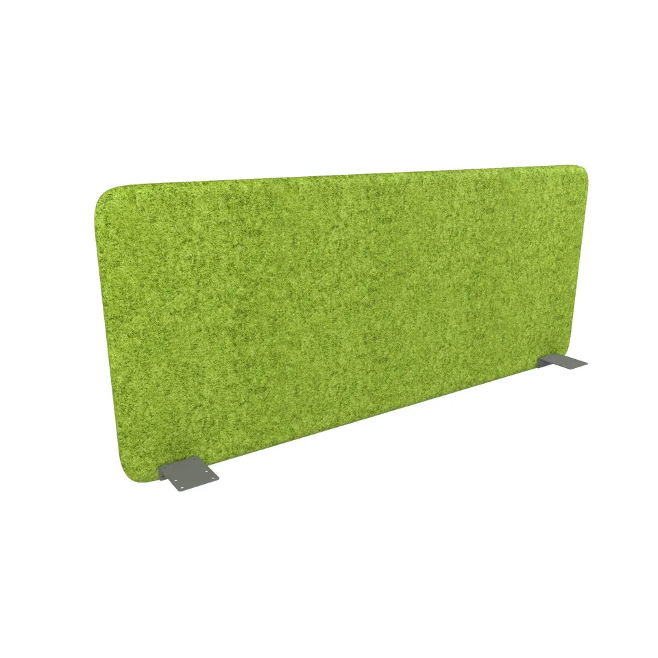 Panou despărțitor fonoizolant de birou Narbutas Top 530, 1400 x 36 x 530 mm, material Velito Presto verde deschis melanj, metal gri
