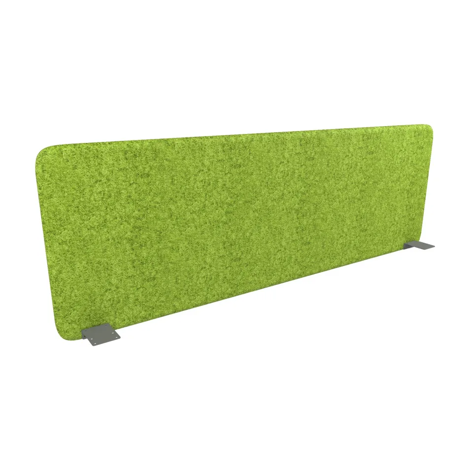 Panou despărțitor fonoizolant de birou Narbutas Top 530, 1600 x 36 x 530 mm, material Velito Presto verde deschis melanj, metal gri