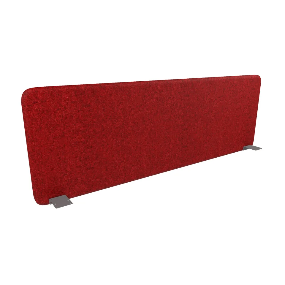 Panou separator fonoabsorbant pentru birou Narbutas Top 530, 1600 x 36 x 530 mm, material textil Velito Presto melanj roșu, metal gri