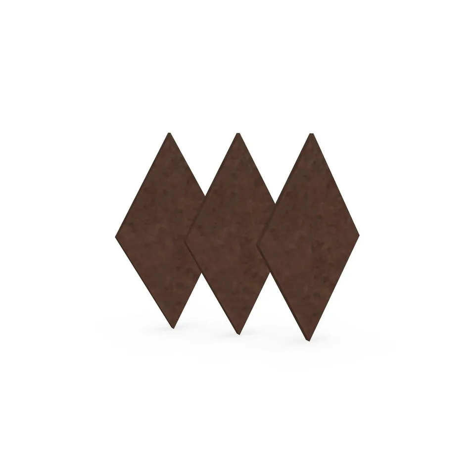 Panou acustic Narbutas Pet, romb, 115 x 200 x 9 mm, fetru PET, 3 buc., castaniu