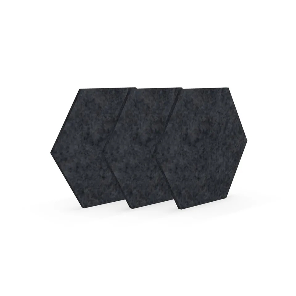 Panou acustic Narbutas Pet, hexagon, 173 x 200 x 9 mm, fetru PET, 3 buc., gri închis