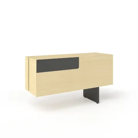 Pedestal birou Narbutas Move&Lead, dreapta, 1000 x 350 x 580 mm, blat HPL negru, furnir de frasin
