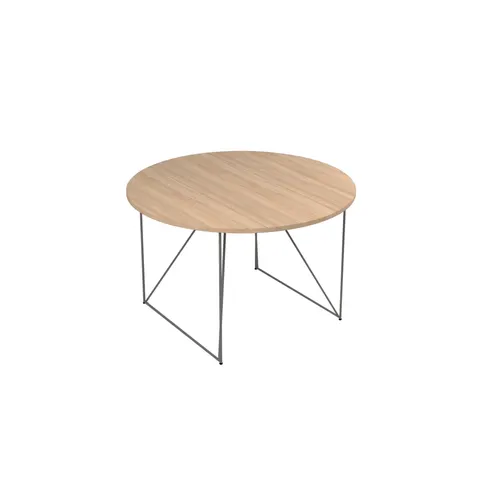 Masă de conferință Narbutas Air, 1200 x 1200 x 740 mm, blat rotund, PAL 25 mm, melamină stejar amber, metal gri