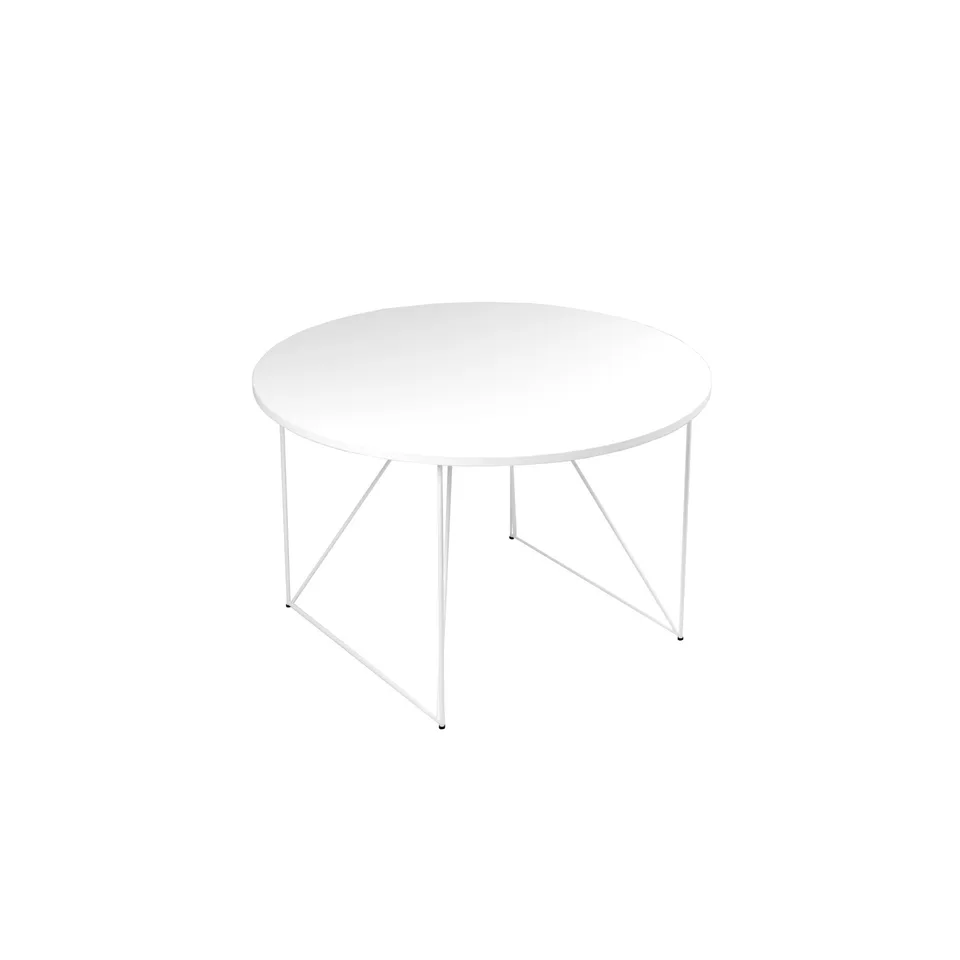 Masă de conferință Narbutas Air, 1200 x 1200 x 740 mm, blat rotund, PAL 25 mm, melamină albă, metal alb