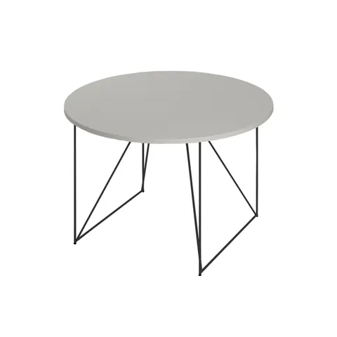 Masă de conferință Narbutas Air, 1200 x 1200 x 740 mm, blat rotund, PAL 25 mm, melamină gri perlat, metal negru