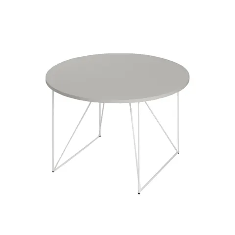 Masă de conferință Narbutas Air, 1200 x 1200 x 740 mm, blat rotund, PAL 25 mm, melamină gri perlat, metal alb