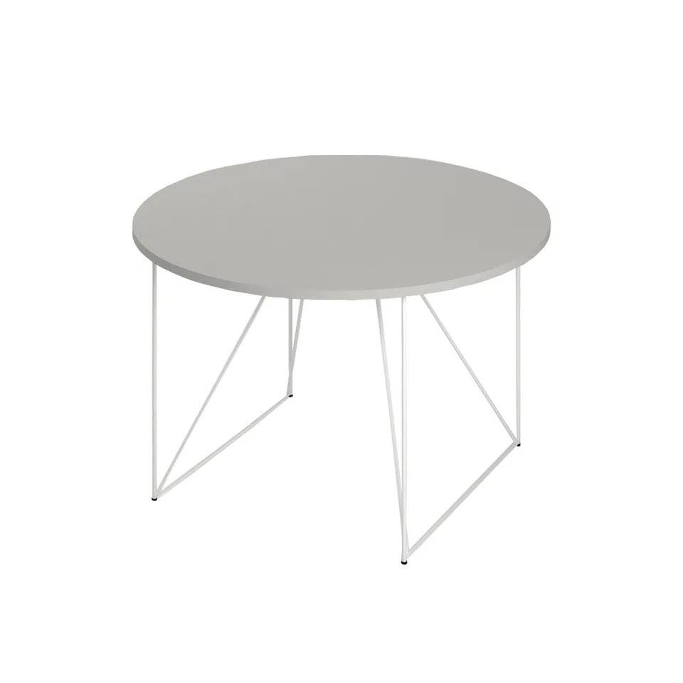 Masă de conferință Narbutas Air, 1200 x 1200 x 740 mm, blat rotund, PAL 25 mm, melamină gri perlat, metal alb