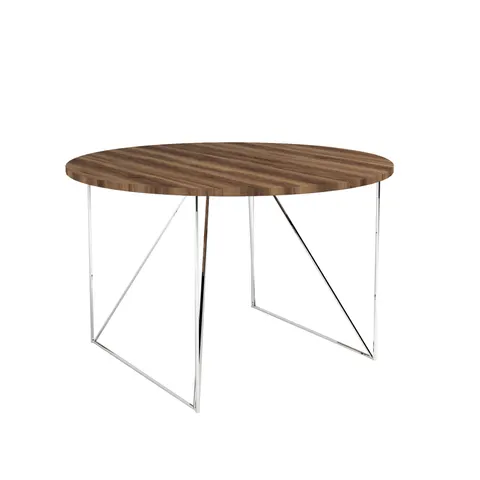 Masă de conferință Narbutas Air, 1200 x 1200 x 740 mm, blat rotund, furnir de nuc, metal cromat