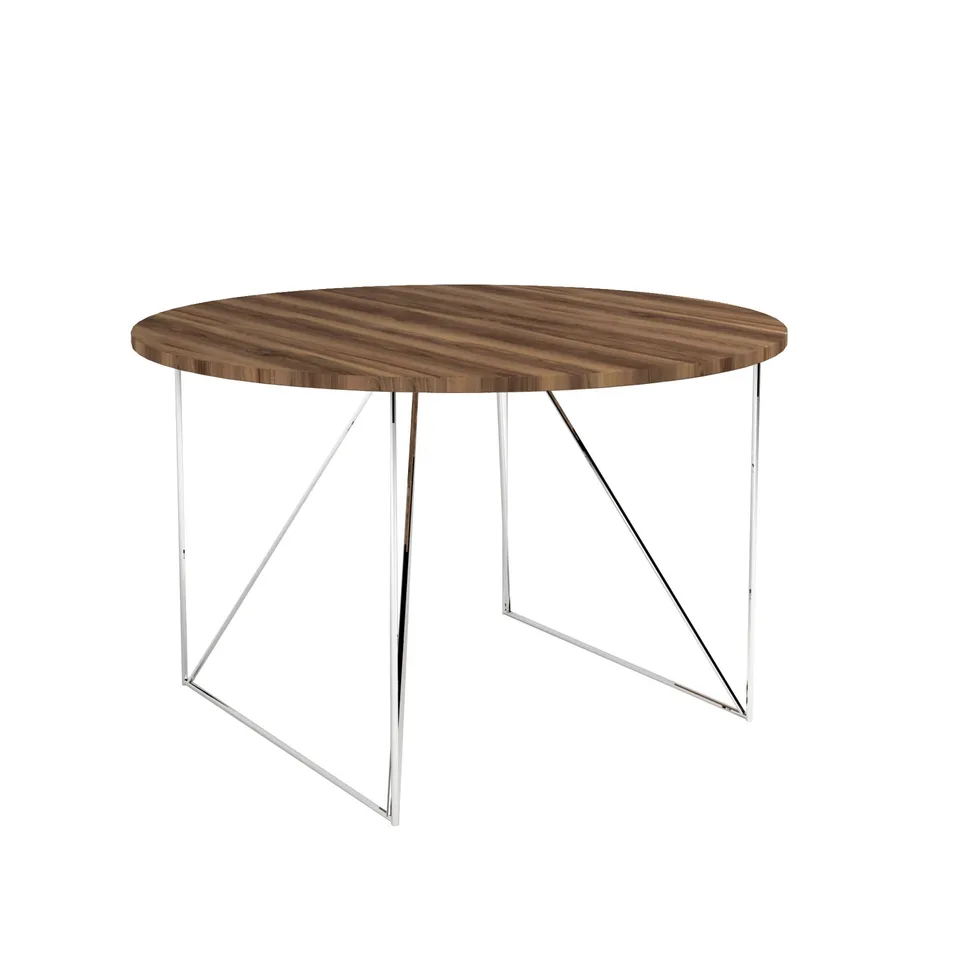 Masă de conferință Narbutas Air, 1200 x 1200 x 740 mm, blat rotund, furnir de nuc, metal cromat