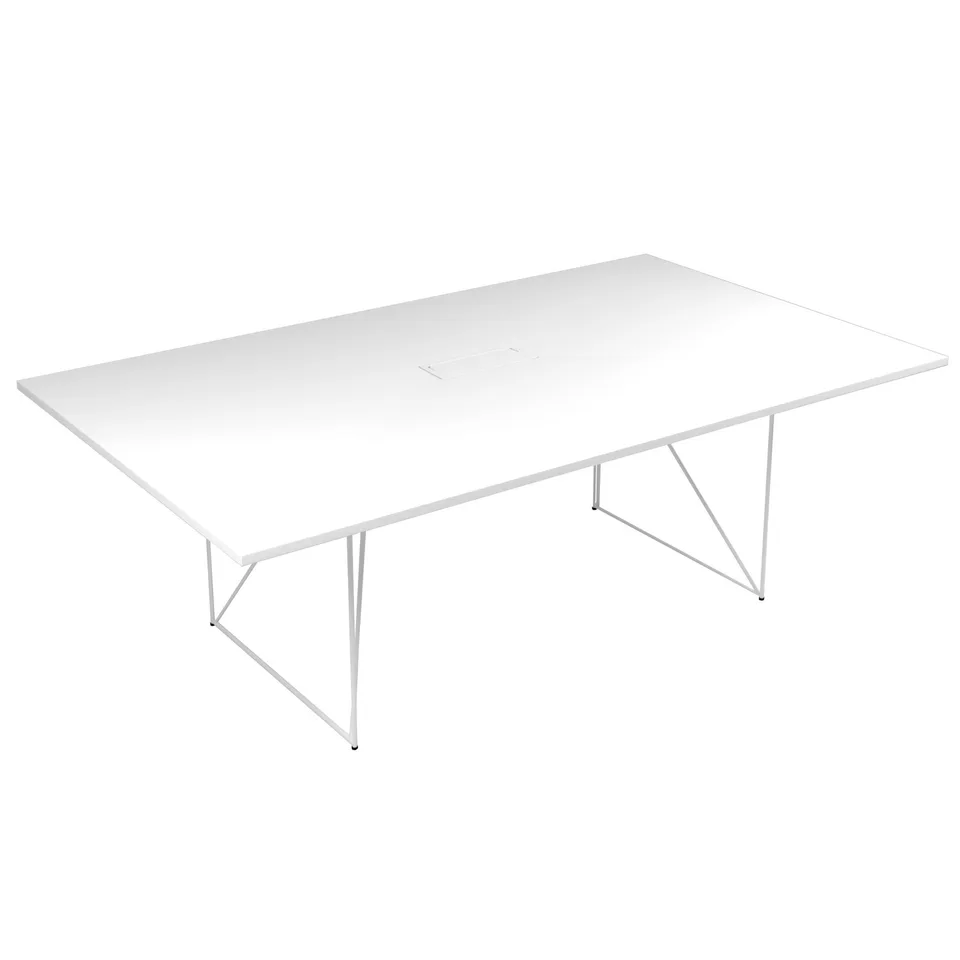 Masă de conferință Narbutas Air, 2200 x 1300 x 740 mm, blat dreptunghiular, PAL 25 mm, melamină albă, metal alb