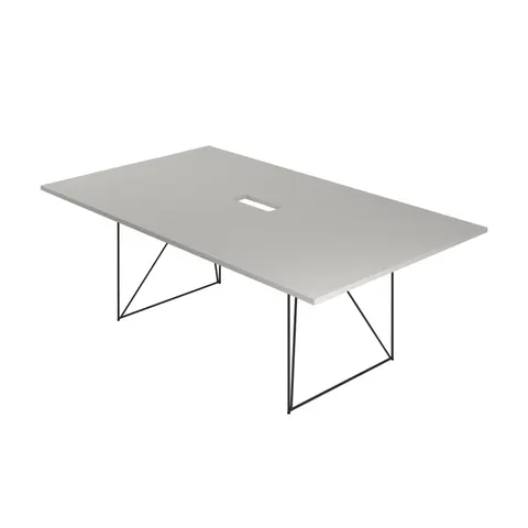 Masă de conferință Narbutas Air, 2200 x 1300 x 740 mm, blat dreptunghiular, PAL 25 mm, melamină gri perlat, metal negru