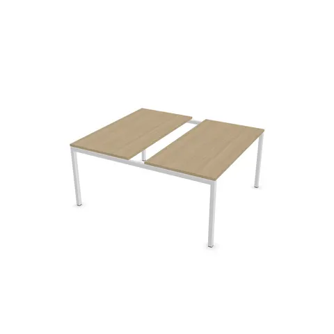 Masă de conferință Narbutas Nova, 1400 x 1640 x 740 mm, blat dreptunghiular, PAL 25 mm, melamină stejar decolorat, metal alb, picior U