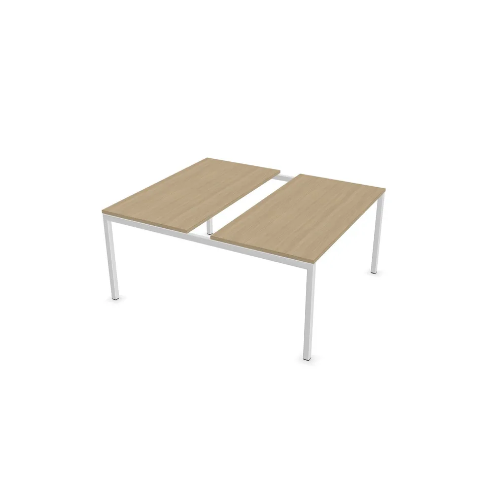 Masă de conferință Narbutas Nova, 1400 x 1640 x 740 mm, blat dreptunghiular, PAL 25 mm, melamină stejar decolorat, metal alb, picior U