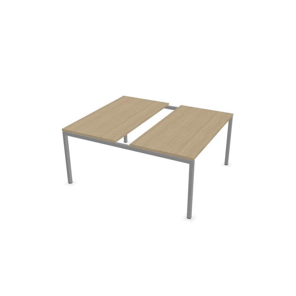 Masă de conferință Narbutas Nova, 1400 x 1640 x 740 mm, blat dreptunghiular, PAL 25 mm, melamină stejar decolorat, metal gri, picior U