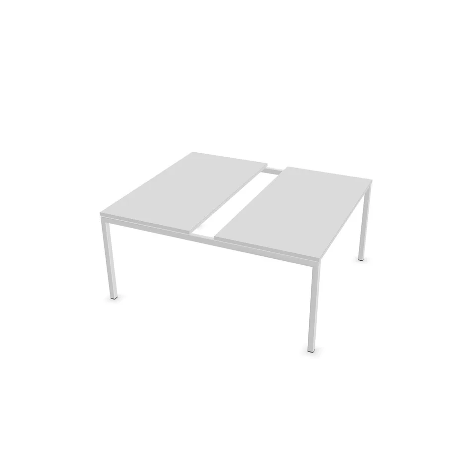 Masă de conferință Narbutas Nova, 1400 x 1640 x 740 mm, blat dreptunghiular, PAL 25 mm, melamină albă, metal alb, picior U