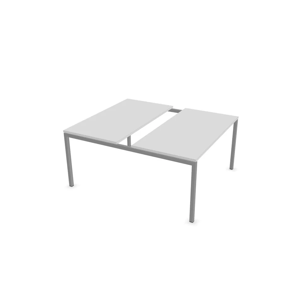 Masă de conferință Narbutas Nova, 1400 x 1640 x 740 mm, blat dreptunghiular, PAL 25 mm, melamină albă, metal gri, picior U