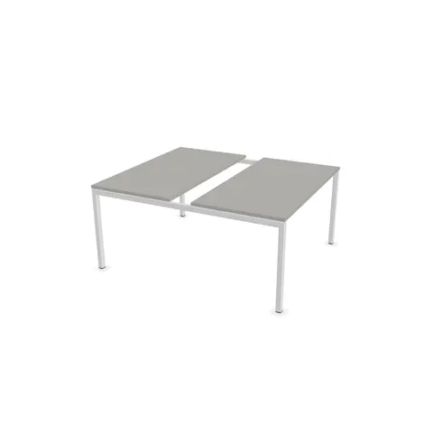 Masă de conferință Narbutas Nova, 1400 x 1640 x 740 mm, blat dreptunghiular, PAL 25 mm, melamină gri perlat, metal alb, picior U