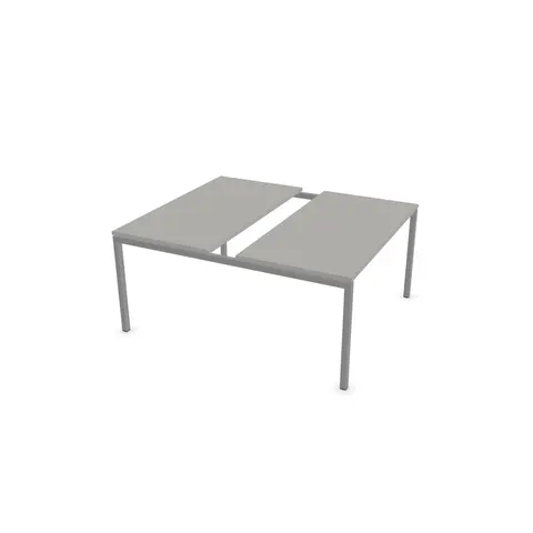 Masă de conferință Narbutas Nova, 1400 x 1640 x 740 mm, blat dreptunghiular, PAL 25 mm, melamină gri perlat, metal gri, picior U