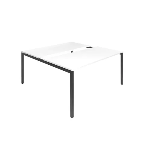Masă de conferință Narbutas Nova, 1600 x 1640 x 740 mm, blat dreptunghiular, PAL 25 mm, melamină albă, metal negru, picior U