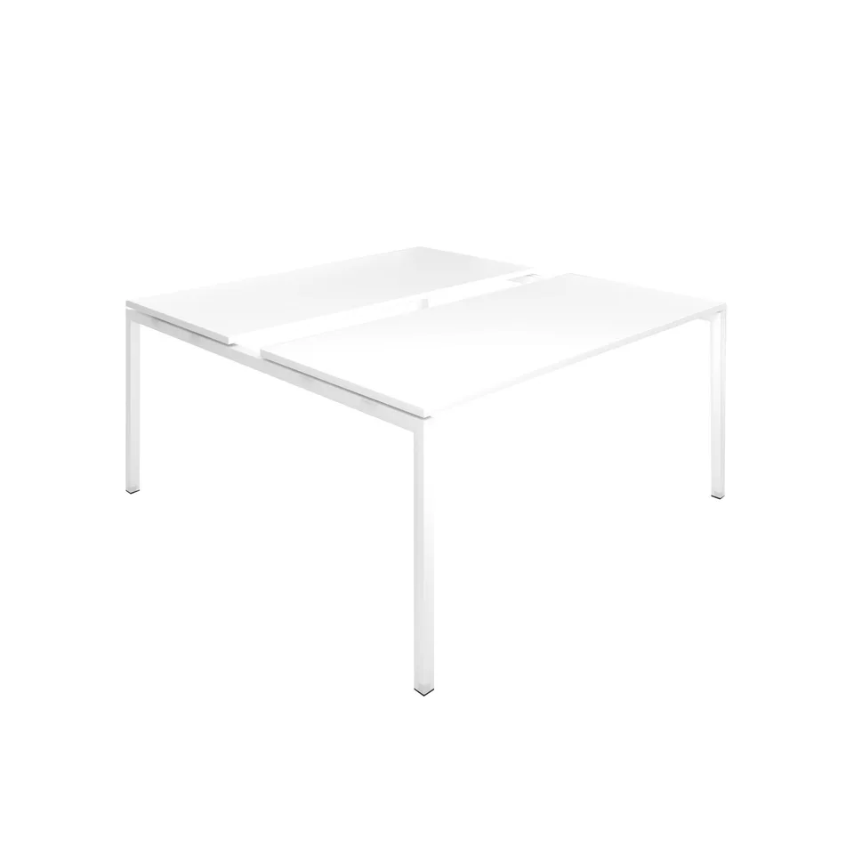 Masă de conferință Narbutas Nova, 1600 x 1640 x 740 mm, blat dreptunghiular, PAL 25 mm, melamină albă, metal alb, picior U