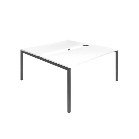 Masă de conferință Narbutas Nova, 1600 x 1640 x 740 mm, blat dreptunghiular, PAL 25 mm, melamină albă, metal gri închis, picior U