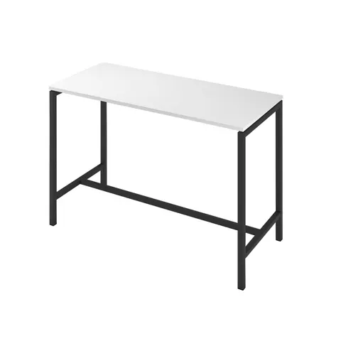 Masă înaltă Narbutas Nova, 1600 x 700 x 1050 mm, PAL 25 mm, melamină alb, metal negru