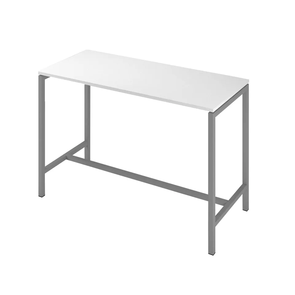 Masă înaltă Narbutas Nova, 1600 x 700 x 1050 mm, PAL 25 mm, melamină alb, metal gri