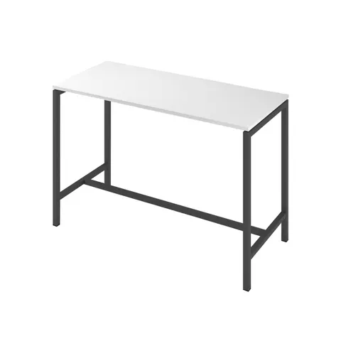 Masă înaltă Narbutas Nova, 1600 x 700 x 1050 mm, PAL 25 mm, melamină alb, metal gri închis