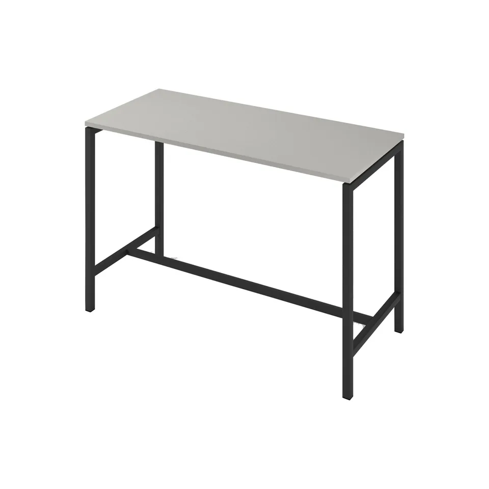 Masă înaltă Narbutas Nova, 1600 x 700 x 1050 mm, PAL 25 mm, melamină gri perlat, metal negru