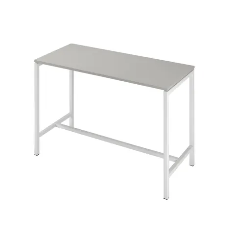 Masă înaltă Narbutas Nova, 1600 x 700 x 1050 mm, PAL 25 mm, melamină gri perlat, metal alb